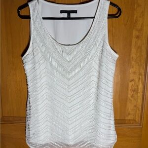 White House Black Market White Beaded Scoop Neck Camisole